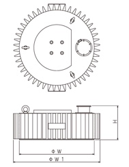 単体形鉄片除去機(乾式)KEM-H　外形寸法図